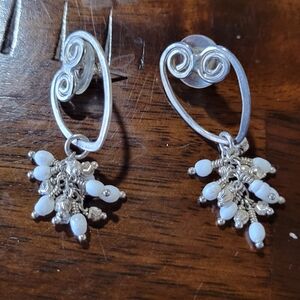 Elegant Silver and White Dangle Earrings